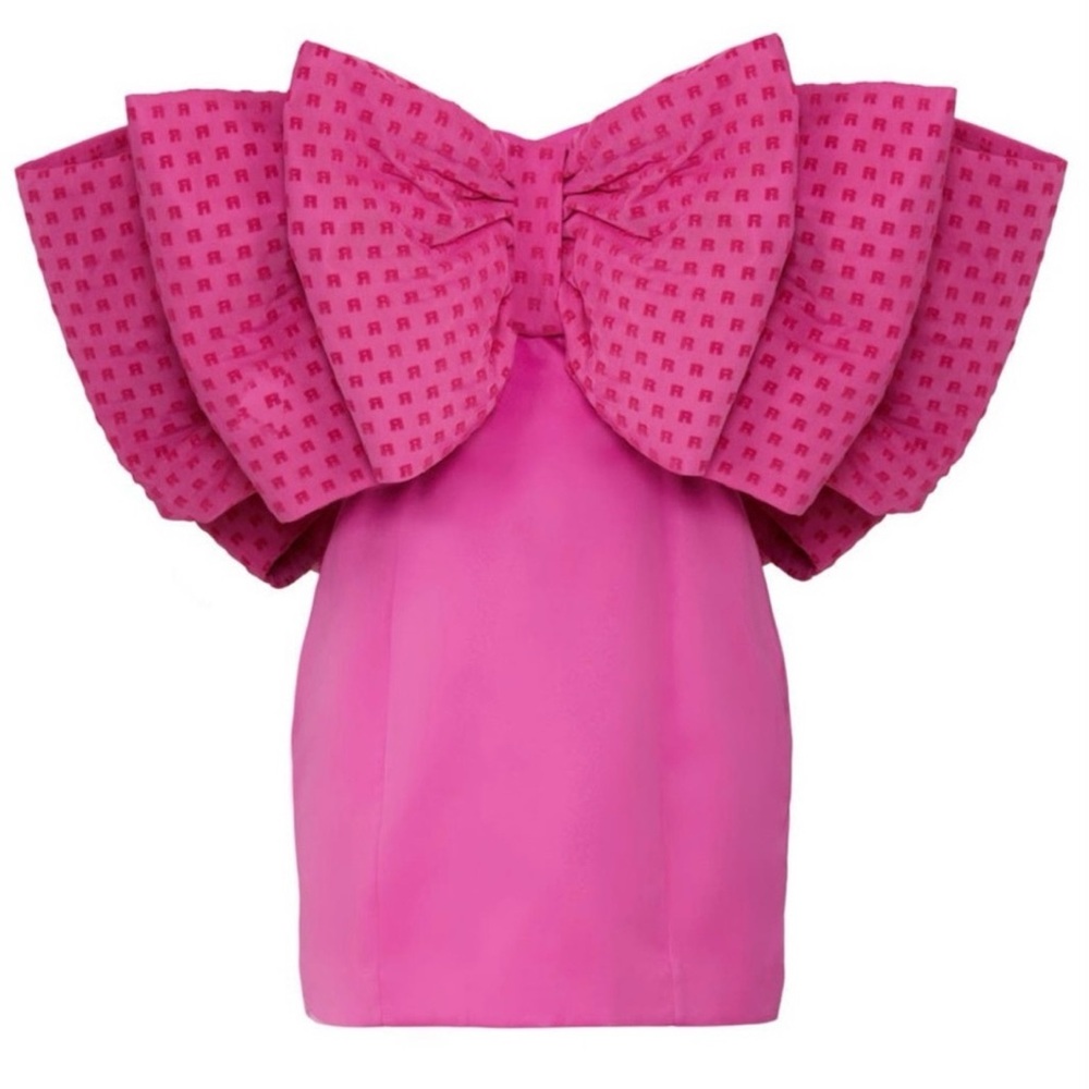 Pink Bow cocktail dress- ROTATE Birger Christensen Fuchsia Pink Bow Mini Dress